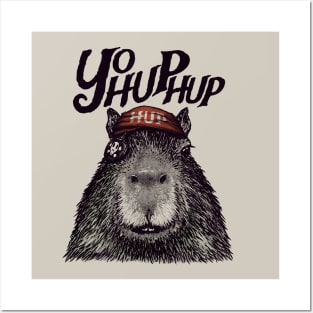 Capyrate - YoHupHup Pirate Capybara Yo Ho Ho Yohoho | Capy Yuzu | Pet Mat Bandata Posters and Art